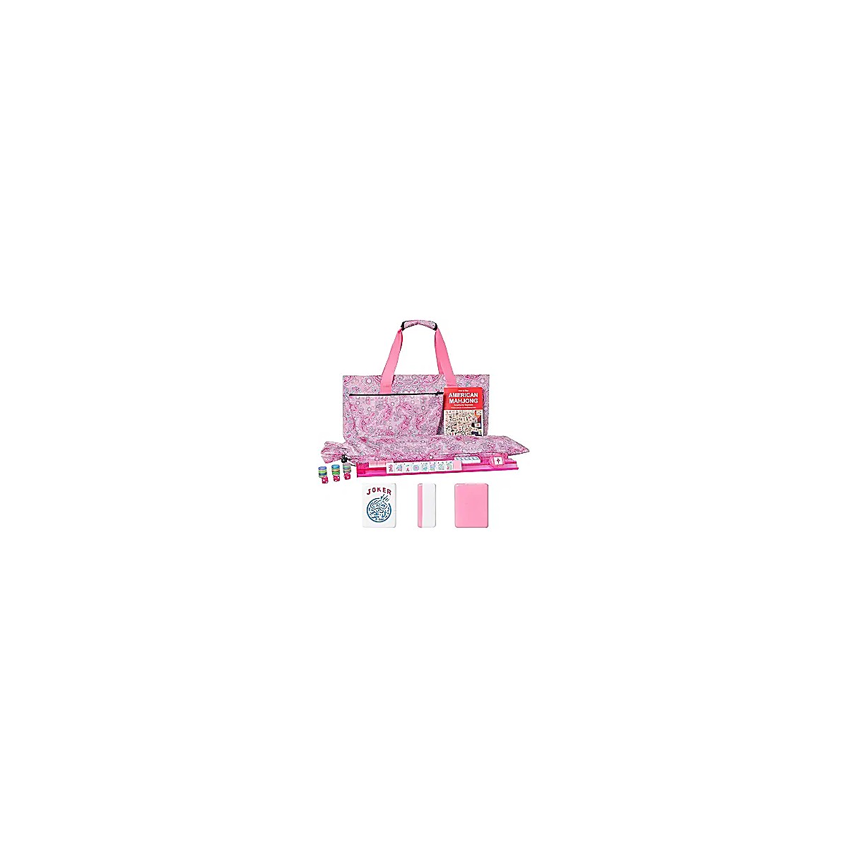 30mm Blush Pink American Mahjong Set — 166 Tiles, Mini Tote & Short Tray