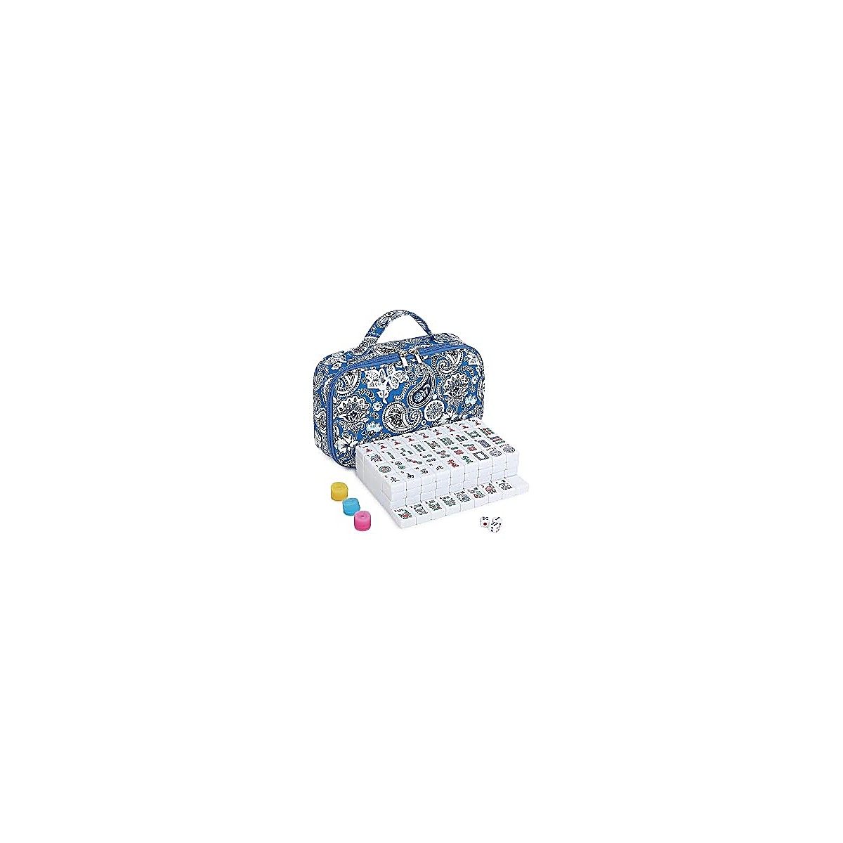 30mm Pure White American Mahjong Set — 166 Tiles & Mini Tote