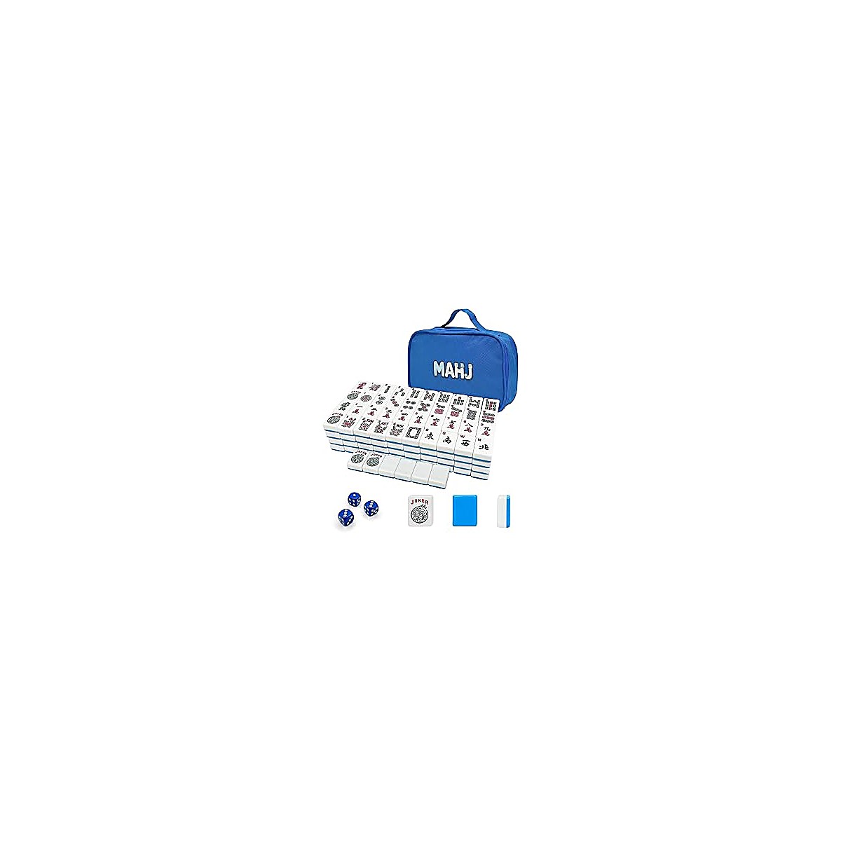 30mm Aqua Blue American Mahjong Set — 166 Tiles & Mini Tote