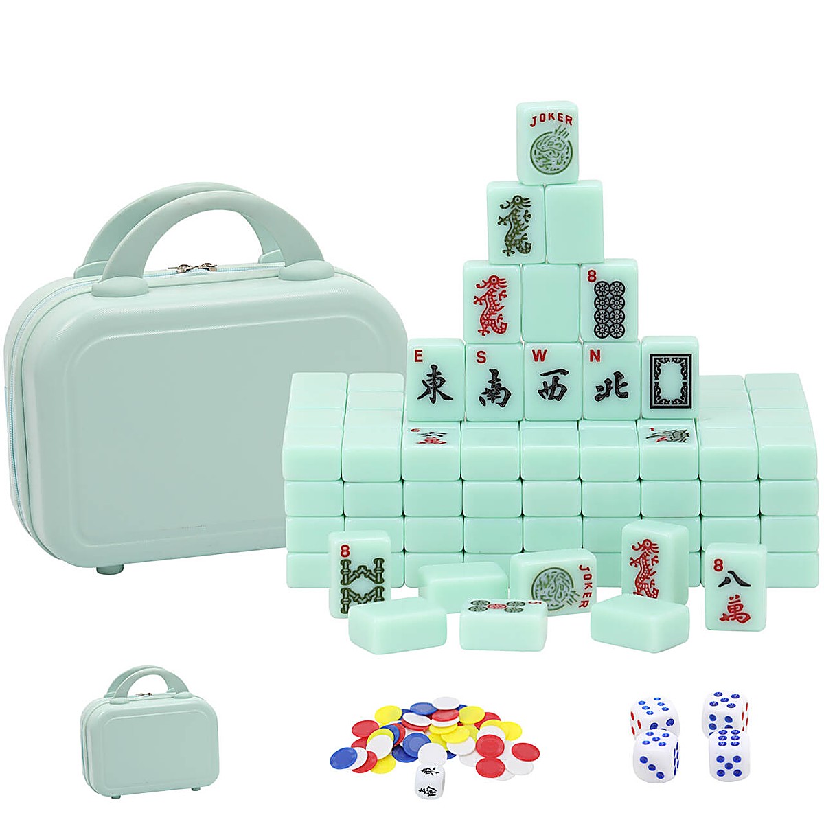 30mm Jade Green American Mahjong Set with Travel Case