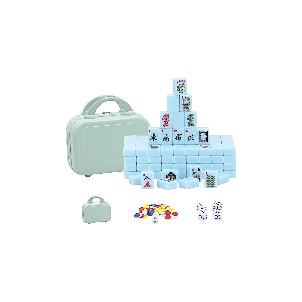 30mm Sky Blue American Mahjong Set with Travel Case