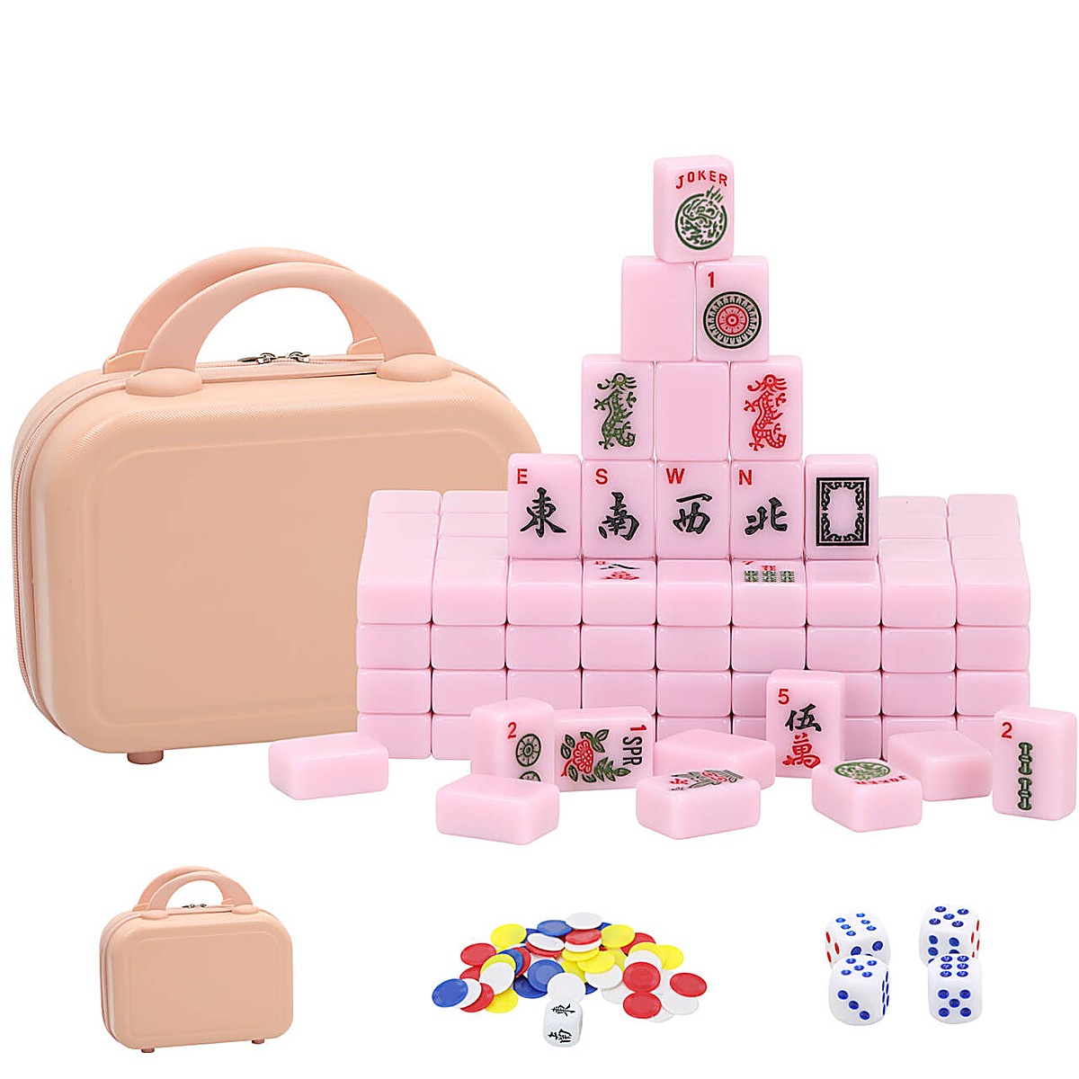 30mm Pastel Pink American Mahjong Set with Travel Case