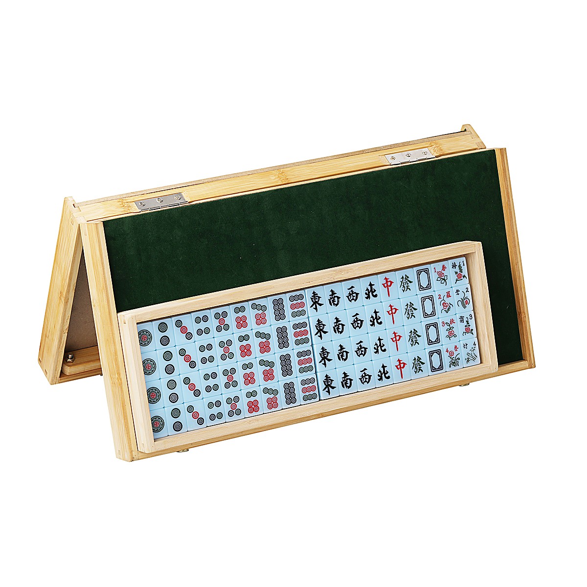 30mm Sky Blue Chinese Mahjong Set with Folding Table
