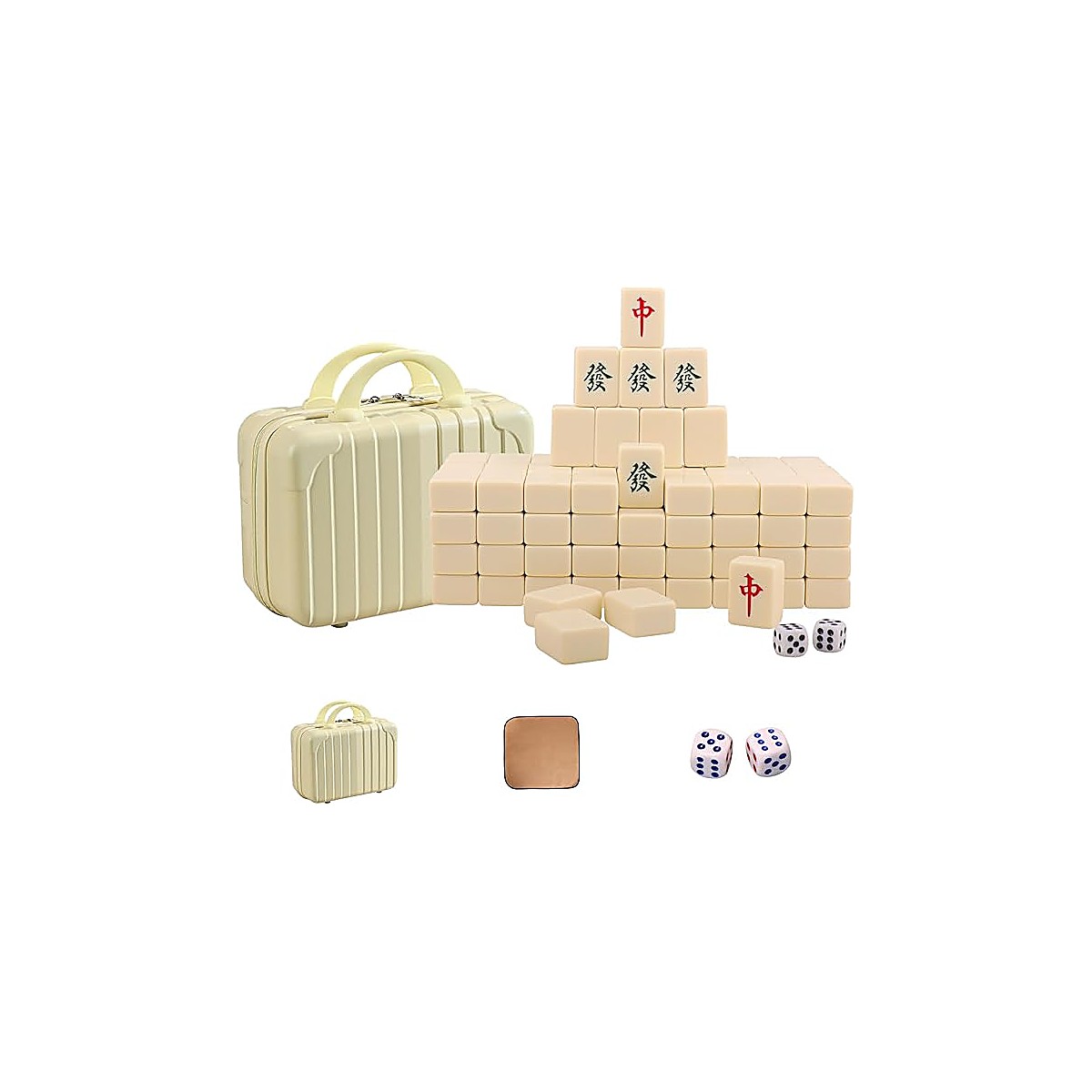 42mm Ivory Chinese Mahjong Set with Travel Case
