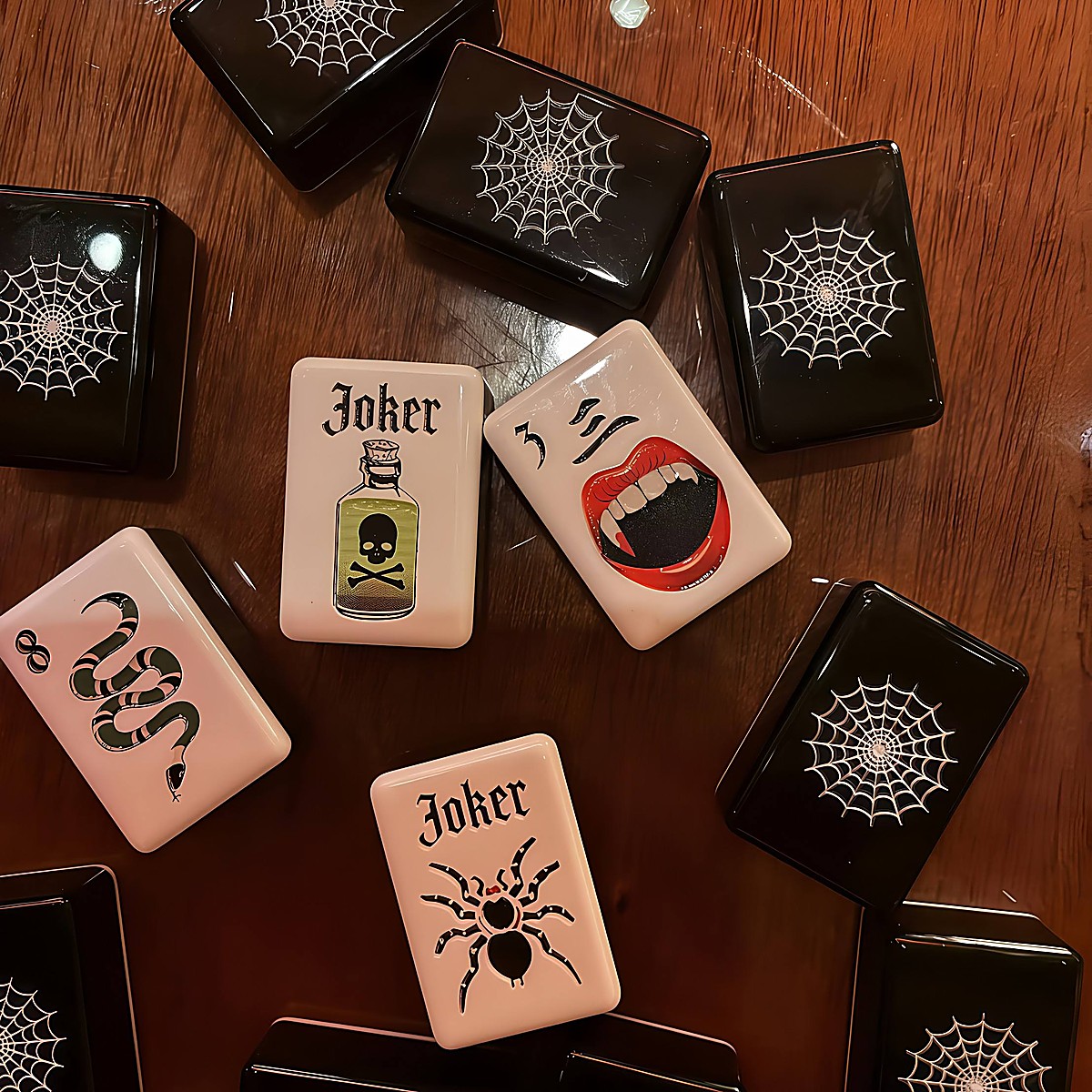 Acrylic Halloween Mahjong Set — 32mm Tiles with 3 Dice