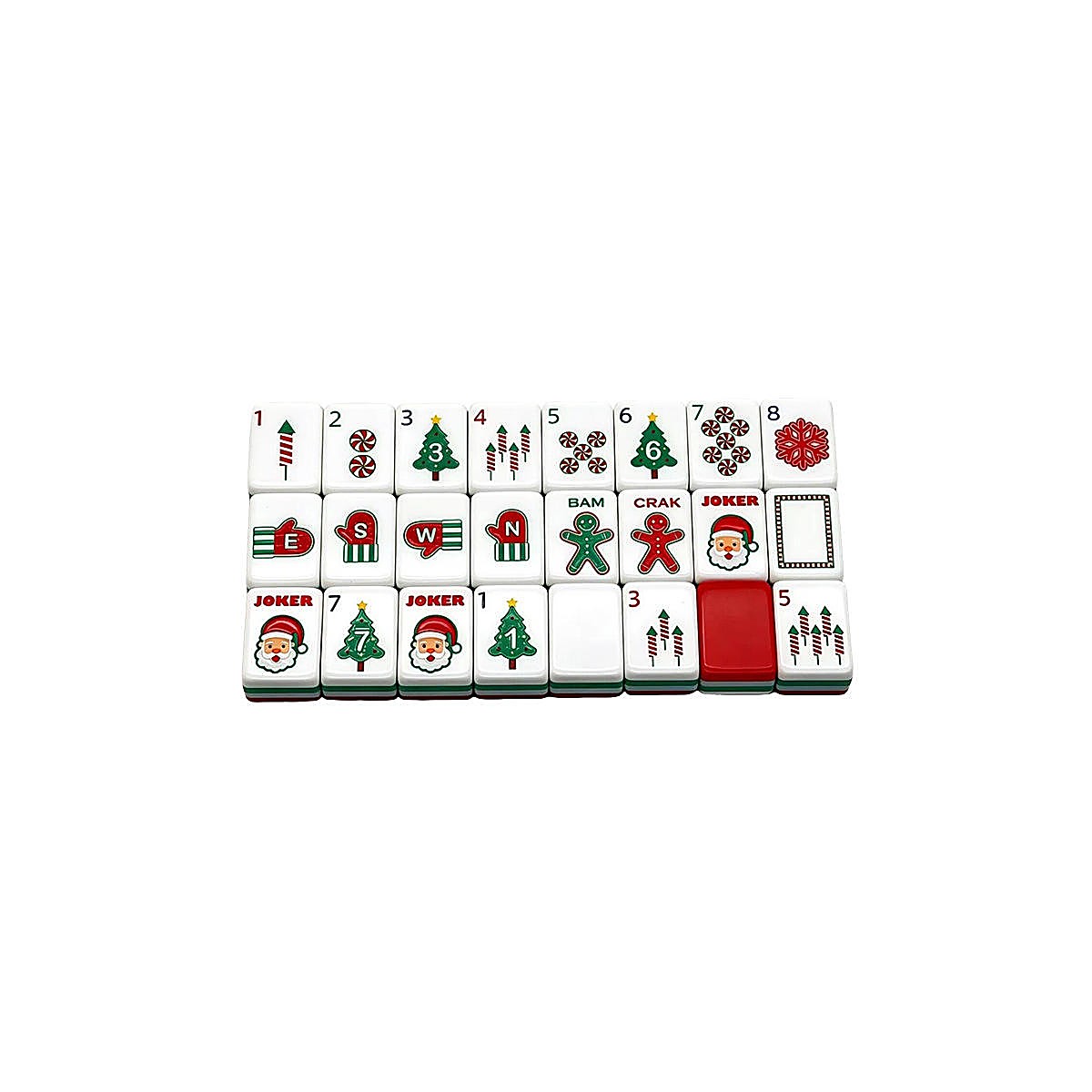 Acrylic Christmas Cat Mahjong Set — 32mm Tiles with 3 Dice