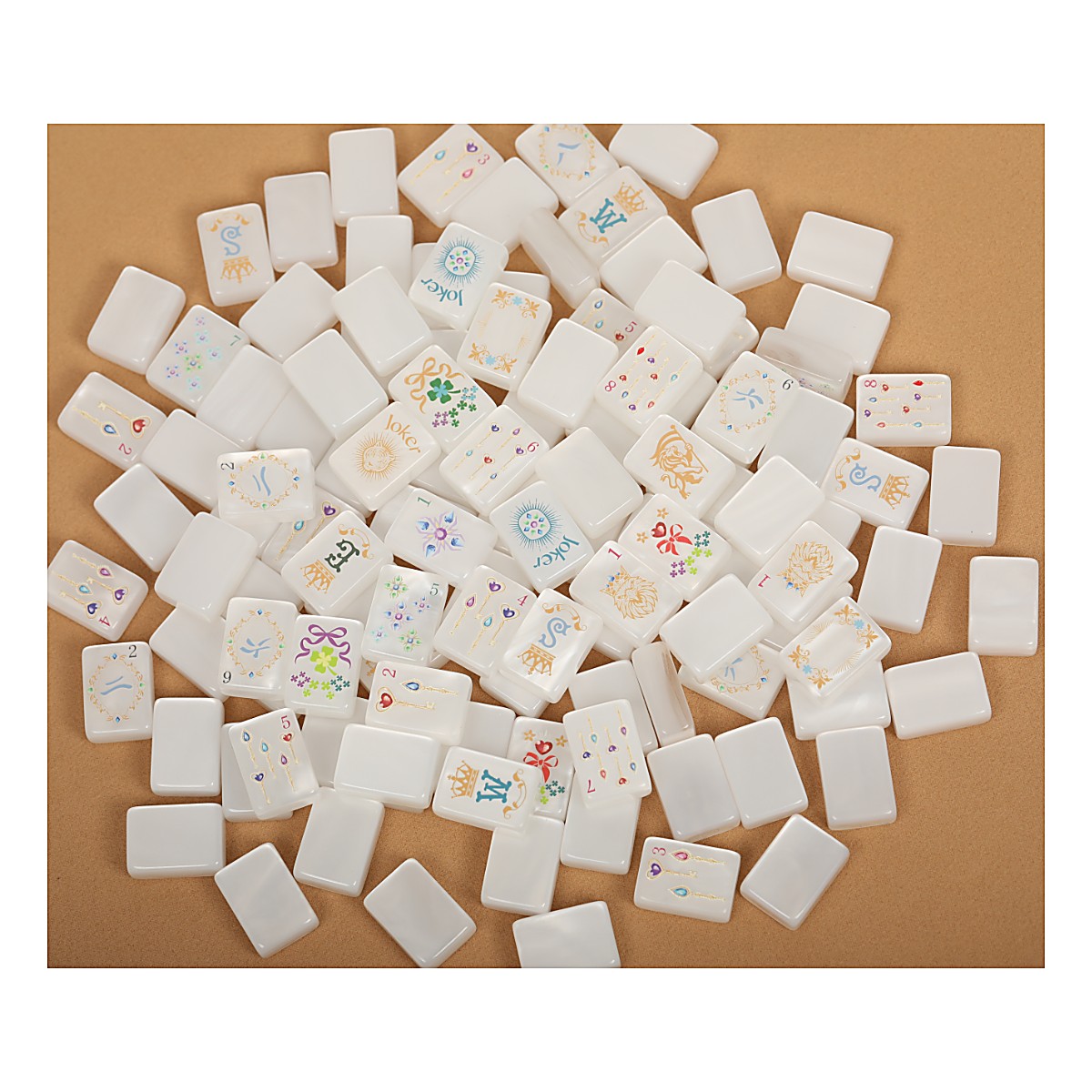 Acrylic White Shell Mahjong Set — 32mm Tiles with 3 Dice