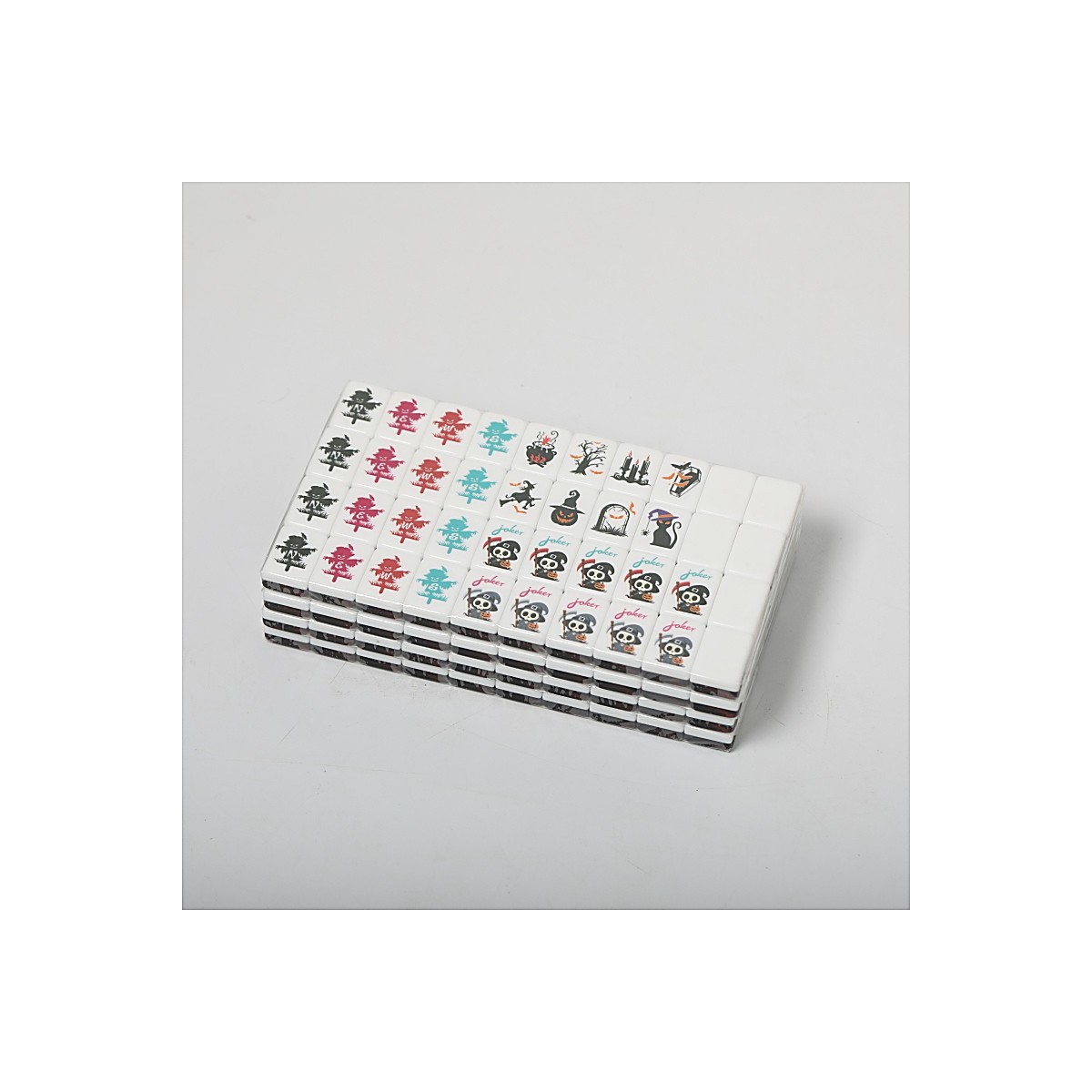 Acrylic Halloween Pumpkin Mahjong Set — 32mm Tiles with 3 Dice