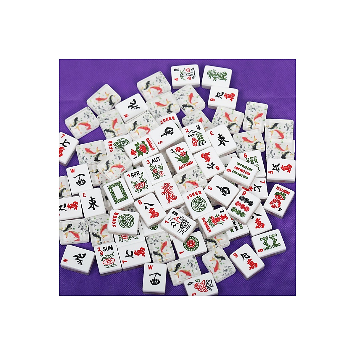 Acrylic Double-Layer Double Fish Mahjong Set — 30mm Tiles with 3 Dice